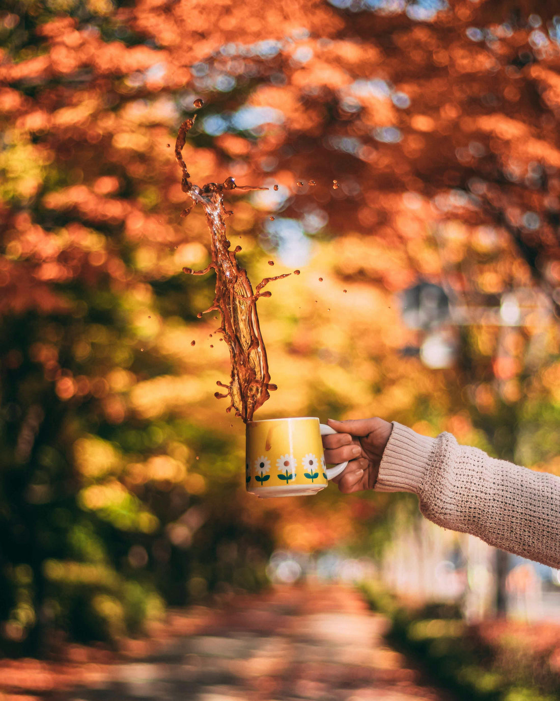 Hot coffee in the fall