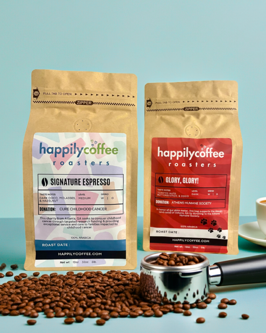 Freshly roasted coffee beans for espresso machine