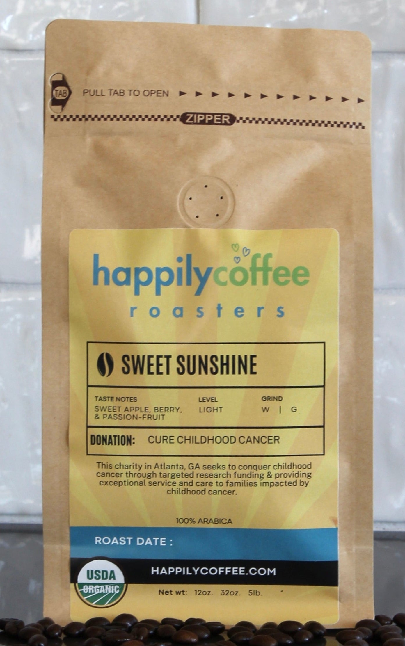Sweet Sunshine specialty coffee blend bag with bright, sweet flavor and smooth body