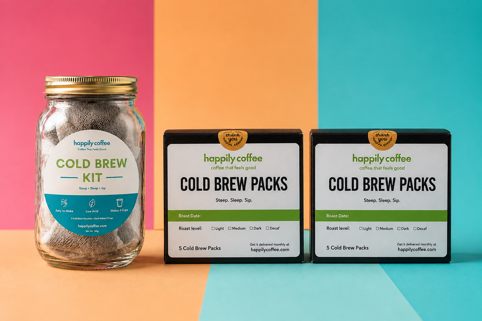 Cold Brew Coffee Kit | 3 Cold Brew Pouches + Jar