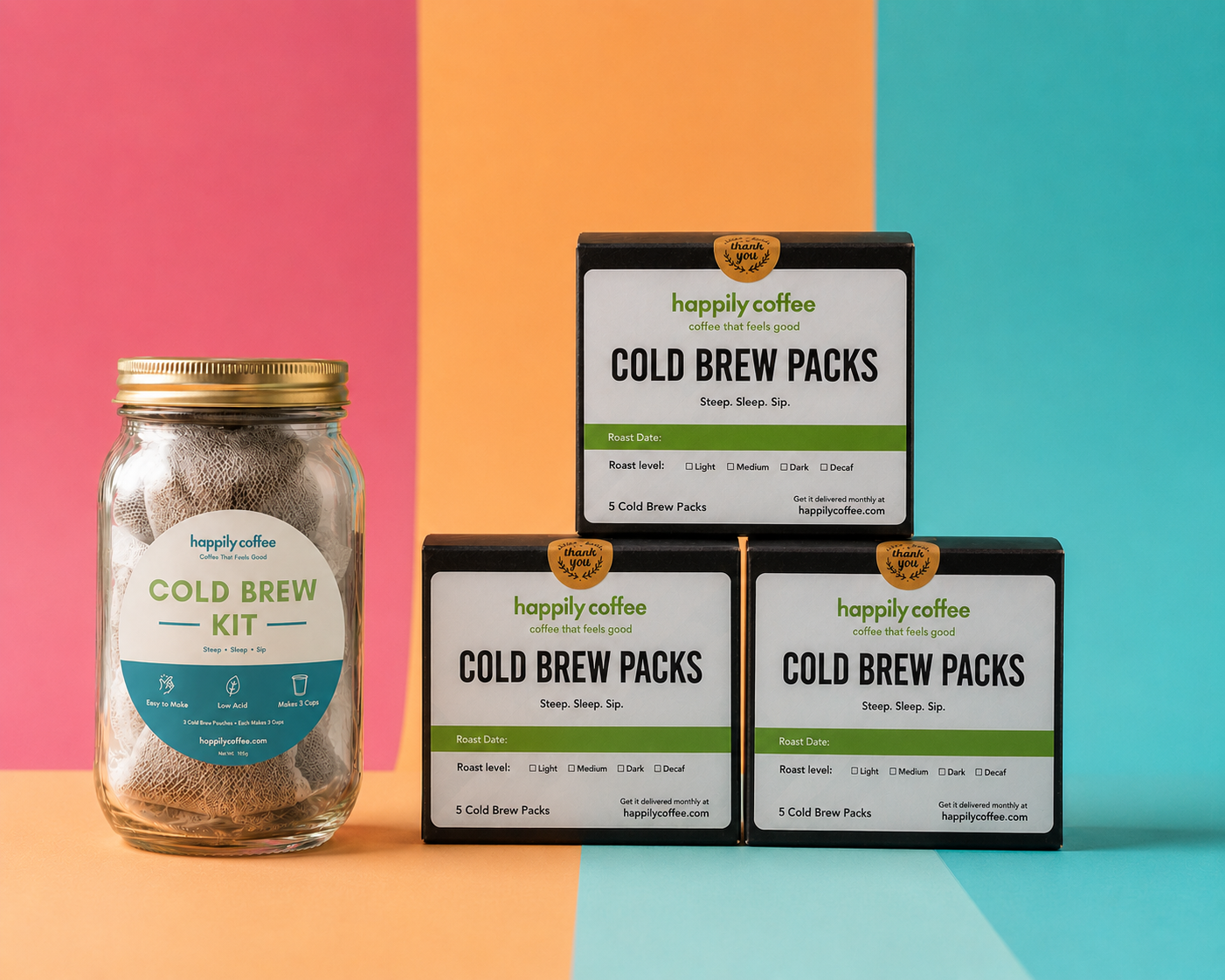 Cold Brew Coffee Kit | 3 Cold Brew Pouches + Jar