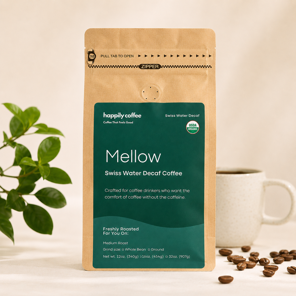 chemical-free swiss water process decaf coffee freshly roasted decaf coffee medium roast. usda organic decaf coffee.