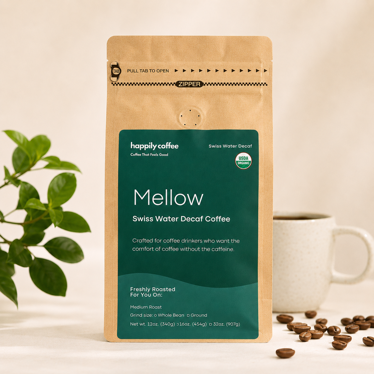 chemical-free swiss water process decaf coffee freshly roasted decaf coffee medium roast. usda organic decaf coffee.