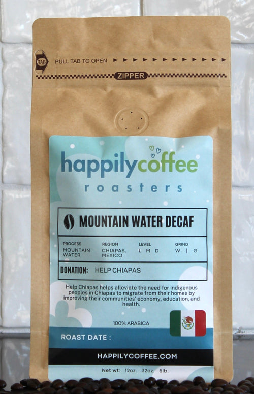 Mexico decaf coffee beans from Chiapas, mountain water processed for a smooth, chemical-free decaf