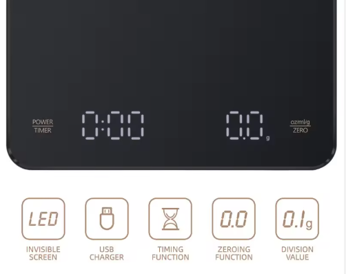 Rechargeable Smart LED Coffee Scale with Timer