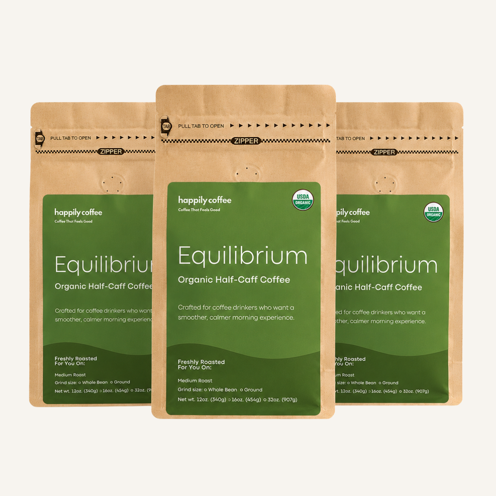 Equilibrium Half-Caff Coffee | Balanced Caffeine. Full Flavor. USDA Organic 12oz.